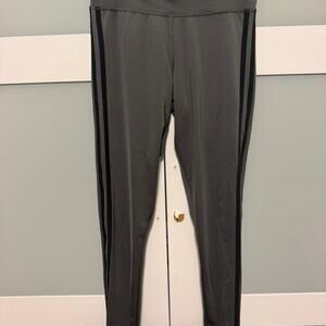 Adidas Climalite Leggings Womens Small Gray Black Stripe Athletic Workout Pants